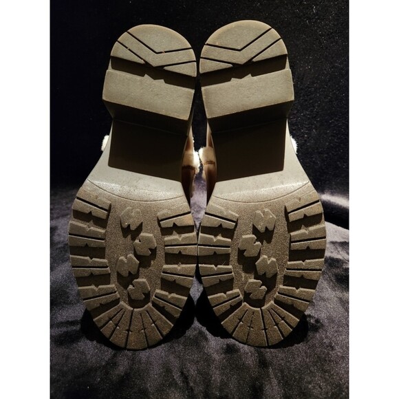 JustFab Brown Ankle Boots with Cream Trim - Picture 6 of 9